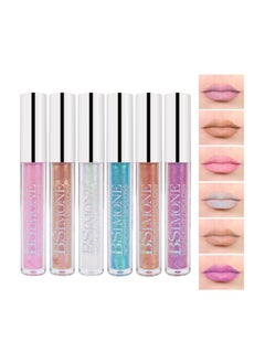 Pearlescent Lip Glaze 6Pcs Sparkly Diamond Liquid Clear Glitter Shimmer Lipsticks 6 Colors 3D Starlight Shine Metallic Lip Gloss for Women Girls
