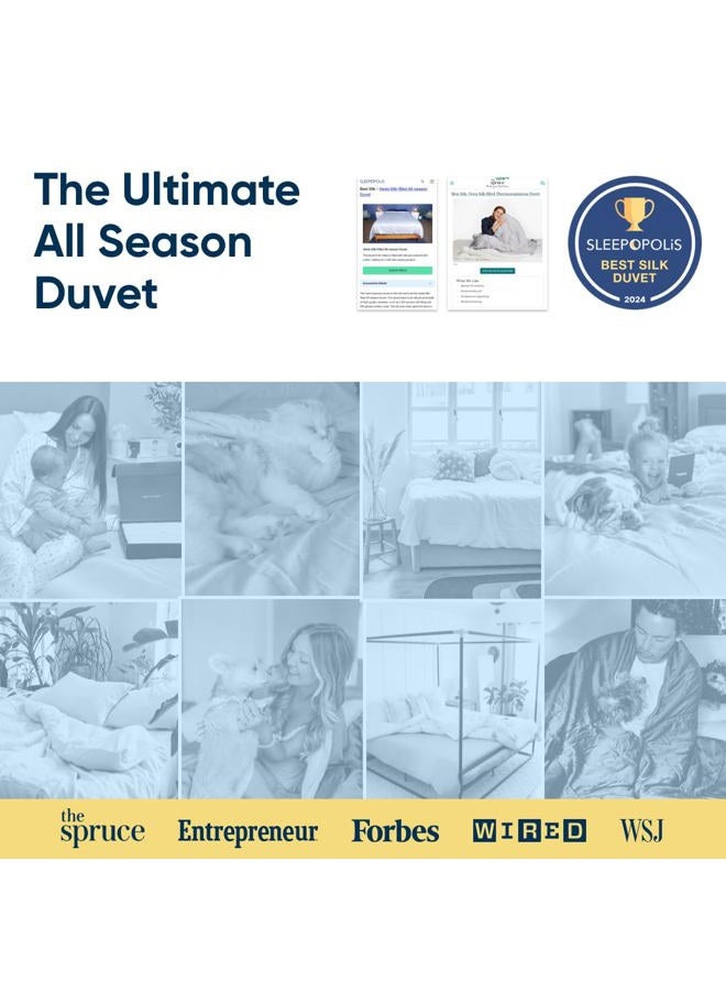 Vesta Silk Comforter, All Season Duvet Insert for Hot Sleepers, 100% Silk Fill with 100% Cotton Shell, Luxuriously Soft, Moisture-Wicking, King/Cal King Size, Space Grey - Image 2