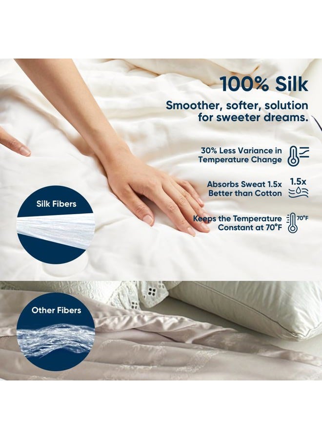 Vesta Silk Comforter, All Season Duvet Insert for Hot Sleepers, 100% Silk Fill with 100% Cotton Shell, Luxuriously Soft, Moisture-Wicking, King/Cal King Size, Space Grey - Image 3