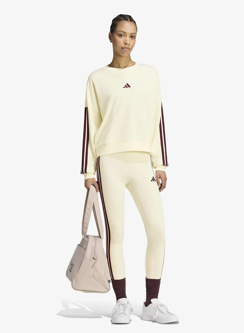 Adidas IVORY/MAROON 3 Stripe Essential French Terry Sweatshirt for Women | Best Price UAE