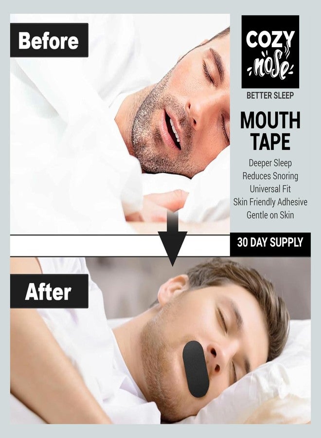 COZY nose شريط كوزي للأنف والفم لنوم أفضل، وتخفيف الشخير، وتحسين التنفس الأنفي | لاصق مضاد للحساسية ولطيف على البشرة | شرائط فم مريحة للوقاية من جفاف الفم، وللسفر، والتمارين الرياضية | 30 قطعة - Image 3