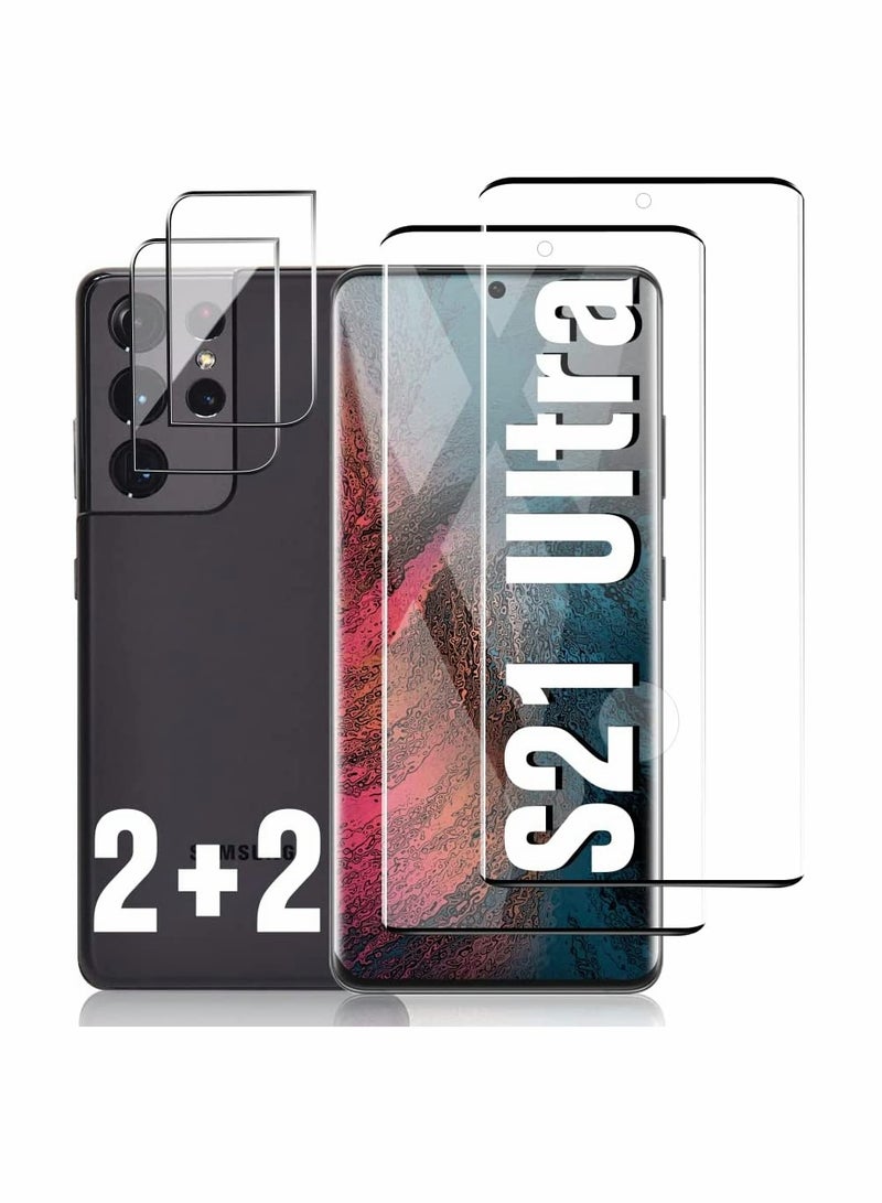KASTWAVE Galaxy S21 Ultra Screen Protector with Camera Protector 9H Tempered Glass Scratch Resistant Ultrasonic Fingerprint Support 3D HD Curved for Samsung Galaxy S21 Ultra 6.8" Screen Protector  - Image 1