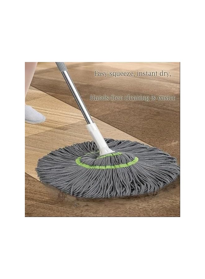 PROMASS ممسحة ذاتية العصر، ممسحة تنظيف للمطبخ والمنزل، ممسحة دوارة من الألياف الدقيقة، مقبض قابل للتمديد من الفولاذ المقاوم للصدأ، لوازم تنظيف منزلية قابلة لإعادة الاستخدام والغسل. - Image 5