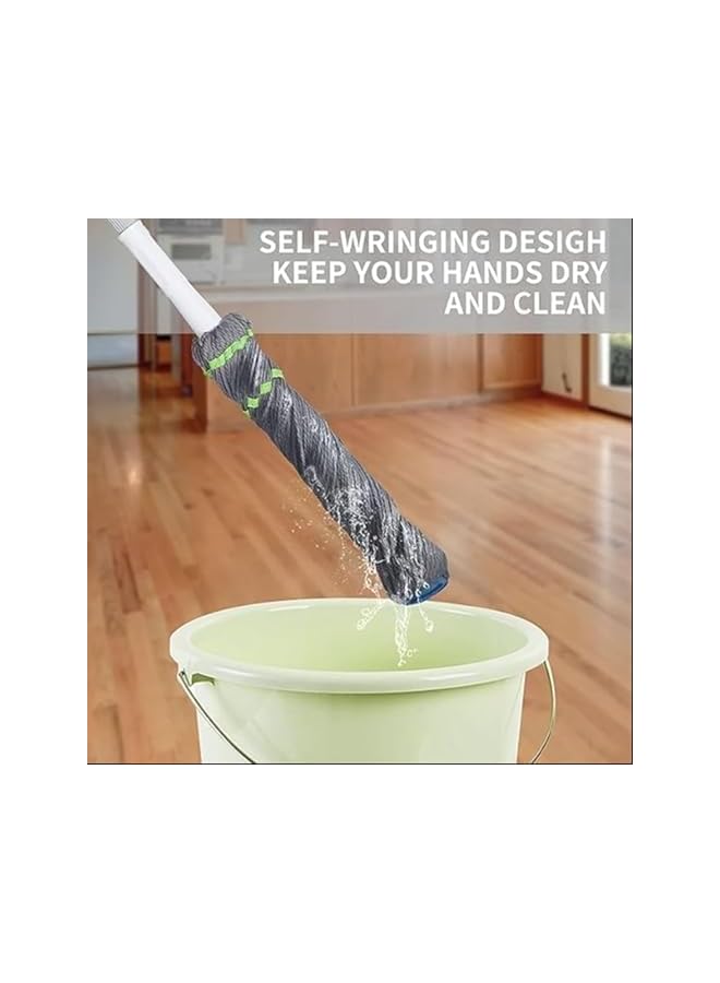 PROMASS ممسحة ذاتية العصر، ممسحة تنظيف للمطبخ والمنزل، ممسحة دوارة من الألياف الدقيقة، مقبض قابل للتمديد من الفولاذ المقاوم للصدأ، لوازم تنظيف منزلية قابلة لإعادة الاستخدام والغسل. - Image 3