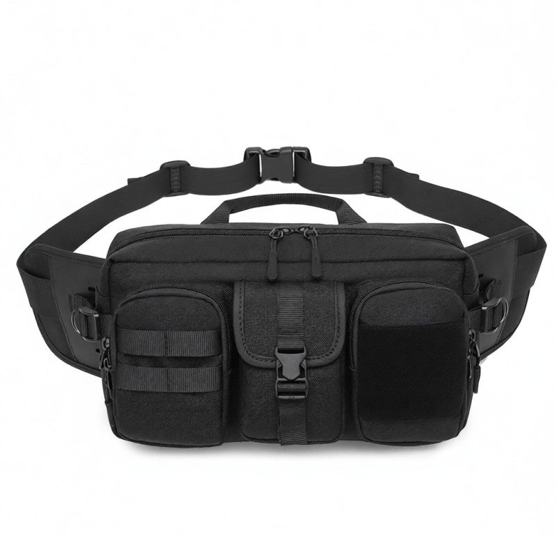 OZUKO Waist Bag: Black Splash-proof Scratch-resistant Fabric, 9.7 Inch Capacity, Reasonable Space Design - Breathable Honeycomb Back, Cross-body Bag for Men - Image 1
