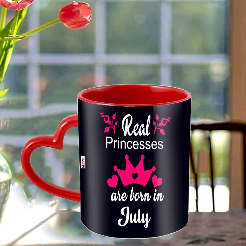 ME  YOU ME & YOU Queens are Born in July Printed Ceramic Heart Handle Coffee Mug Gift for Birthday (July) - Image 5
