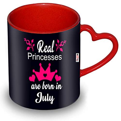 ME  YOU ME & YOU Queens are Born in July Printed Ceramic Heart Handle Coffee Mug Gift for Birthday (July) - Image 2