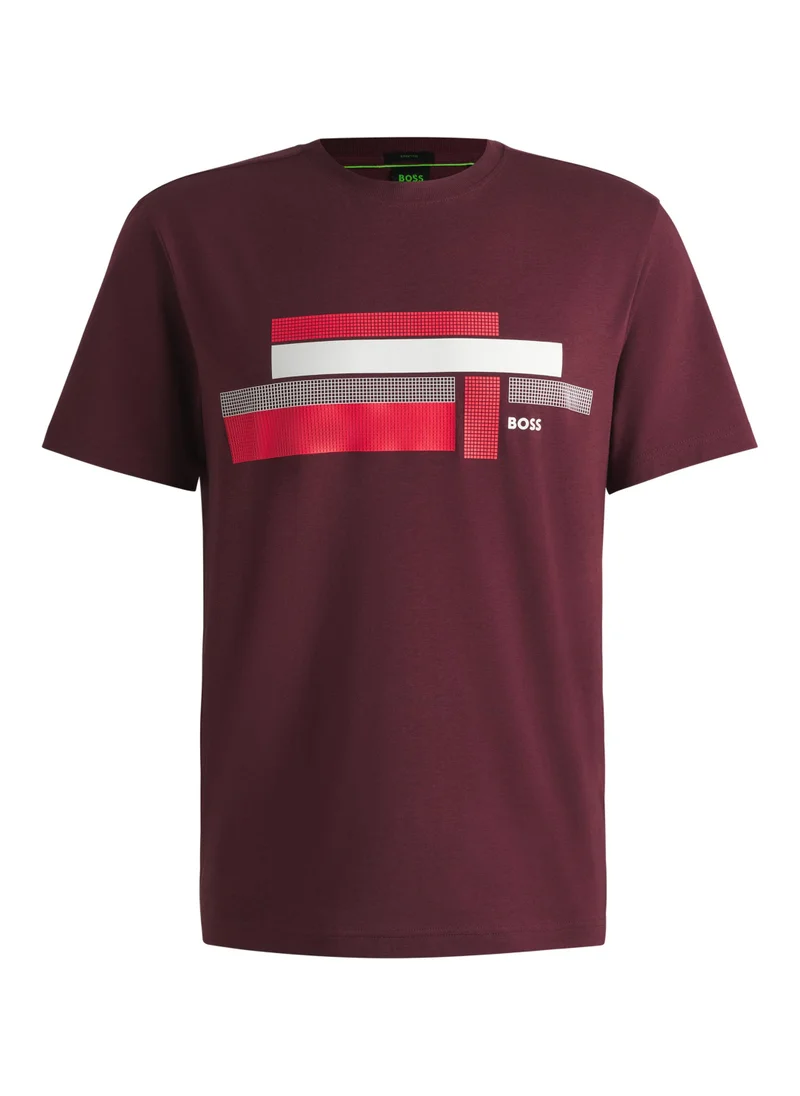 BOSS Relaxed-fit T-shirt in stretch fabric with logo artwork