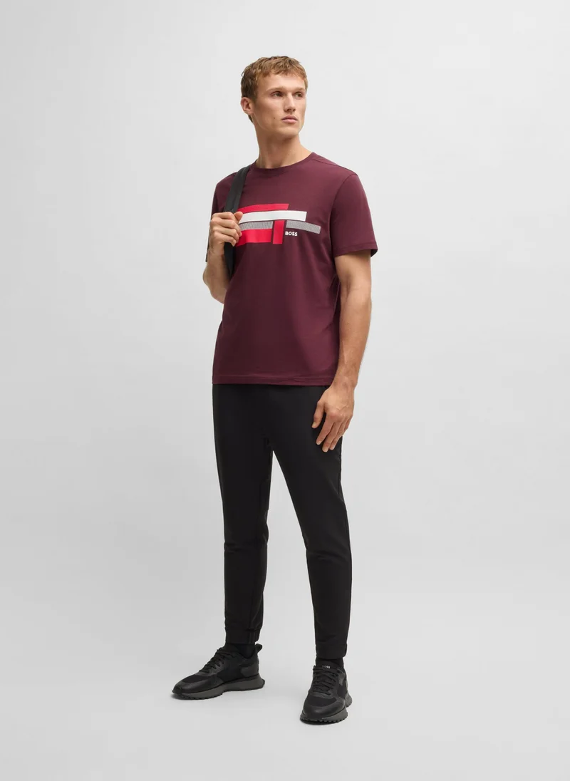 BOSS Relaxed-fit T-shirt in stretch fabric with logo artwork