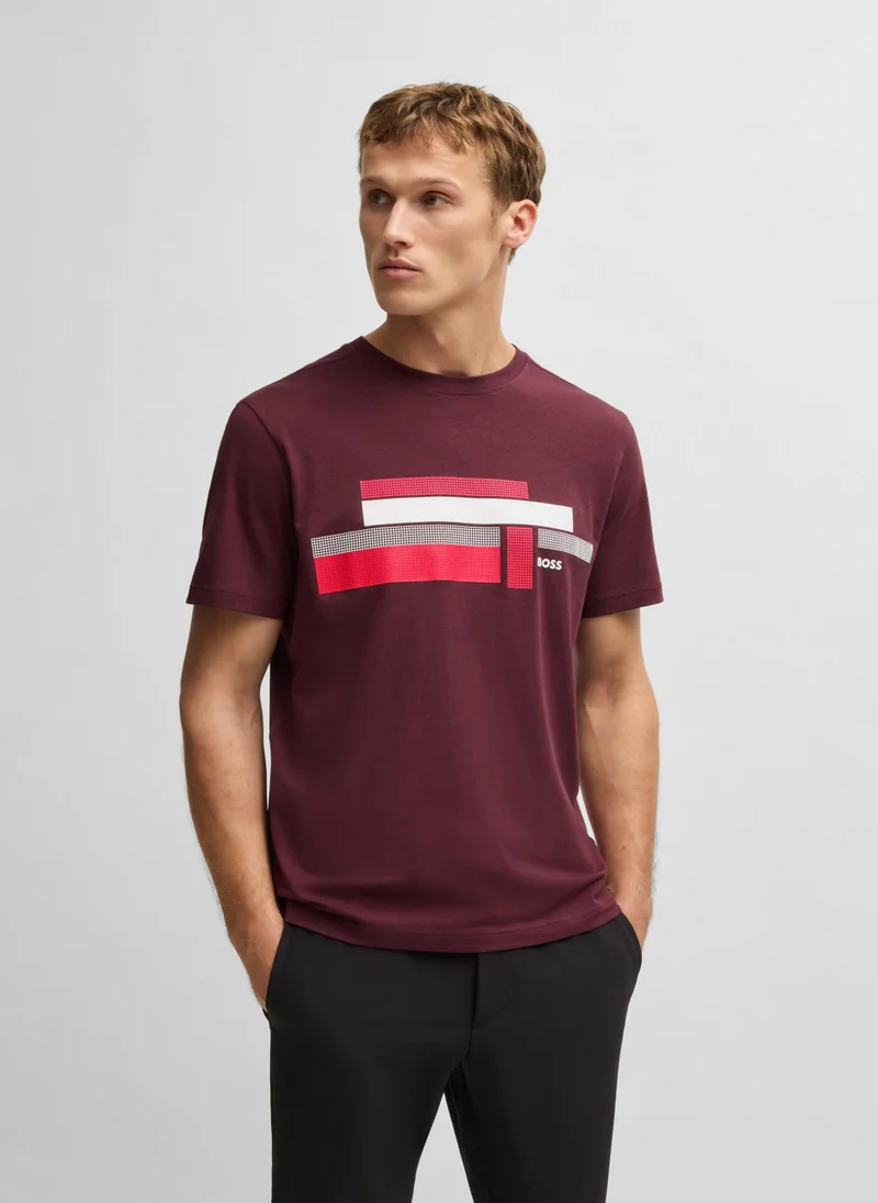 BOSS Relaxed-fit T-shirt in stretch fabric with logo artwork