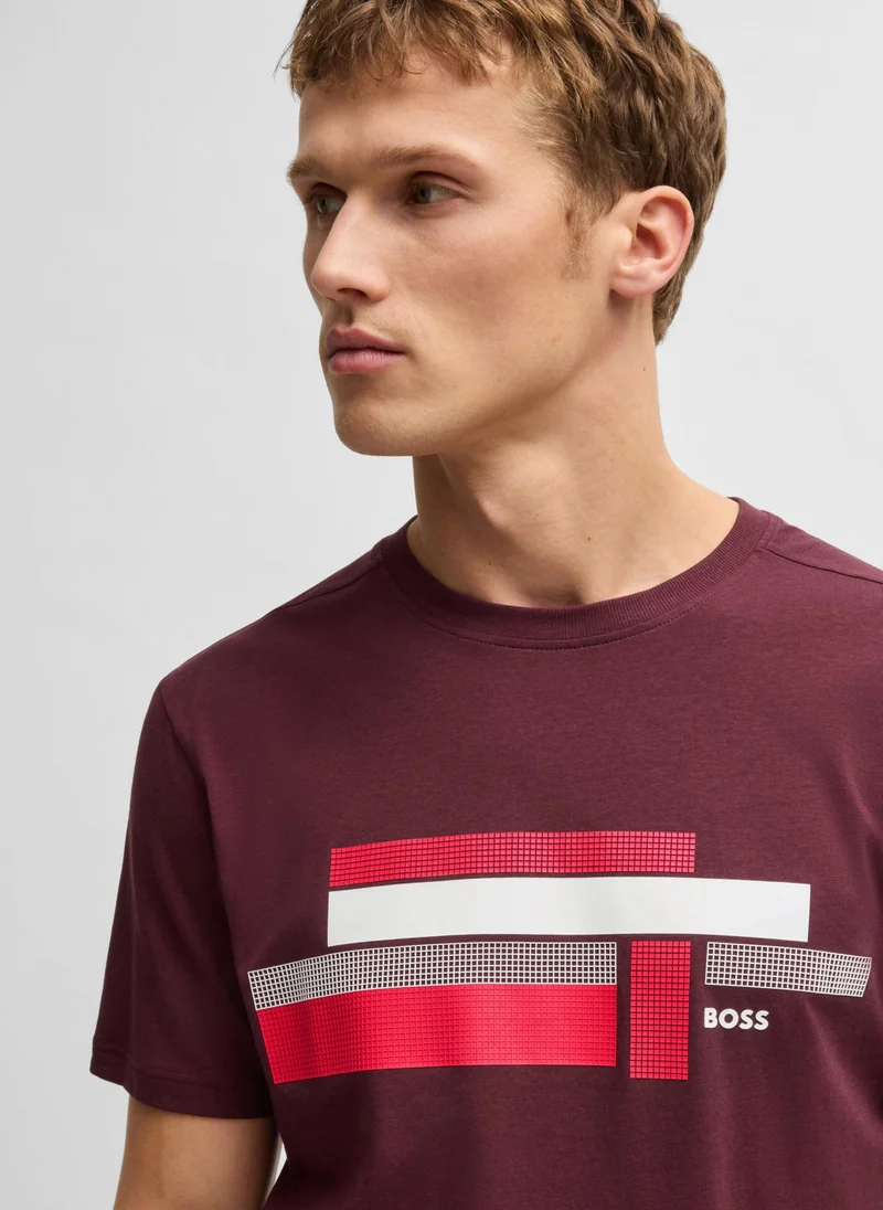 BOSS Relaxed-fit T-shirt in stretch fabric with logo artwork