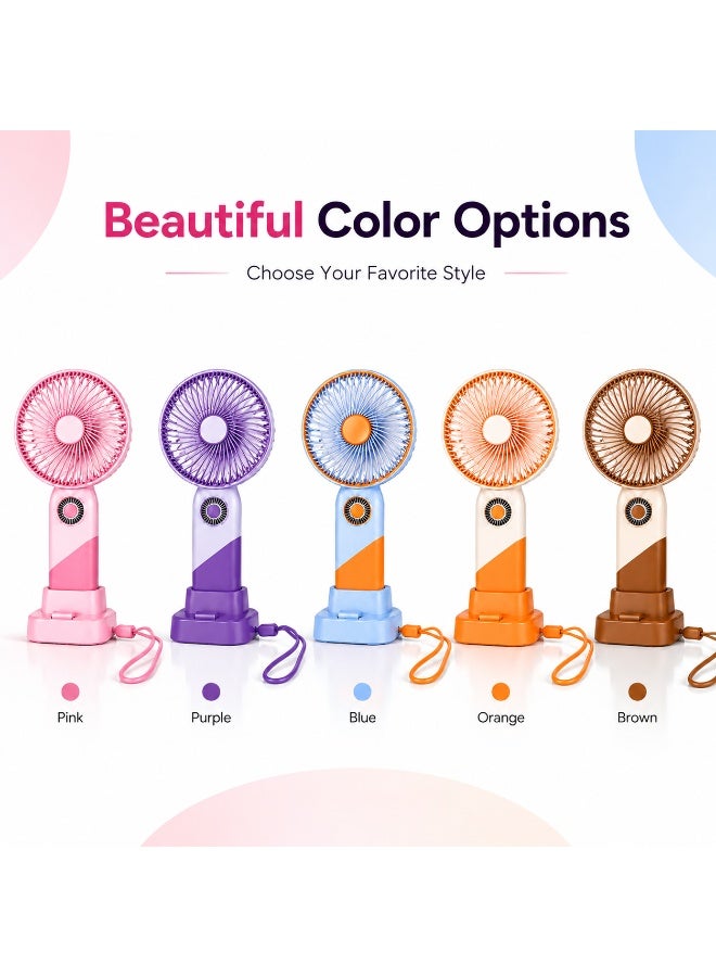 CHEEMAISTIC Portable Mini Handheld Fan - USB Rechargeable Table or Desk Fan with Stand, 3 Speed Silent Cooling Fan for Travel, Outdoor Camping, Office, Home Makeup Compact Battery Operated Fan - Multicolour - Image 5