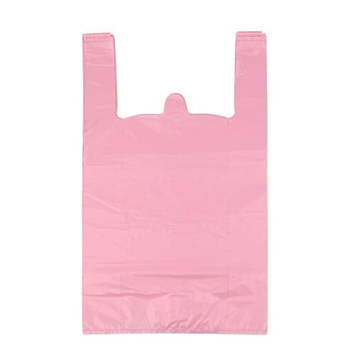 LazyMe LazyMe T Shirt Bags Pink Plastic Bags with Handles for Grocery and Retail Bolsas De Plastico Para Negocio 12x20 Inches 200 pcs