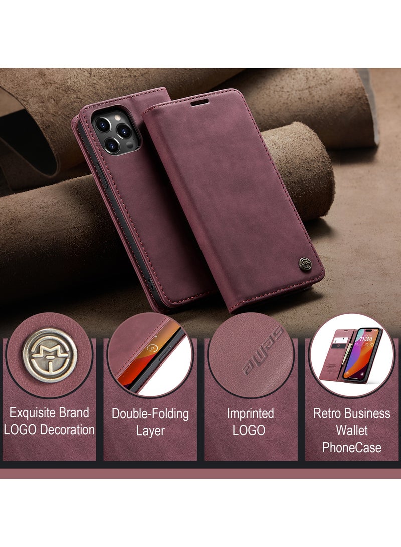 كيس مي جراب هاتف جلدي مع حامل للبطاقات لهاتف iPhone 15 Pro Max - لون بنفسجي - Image 2