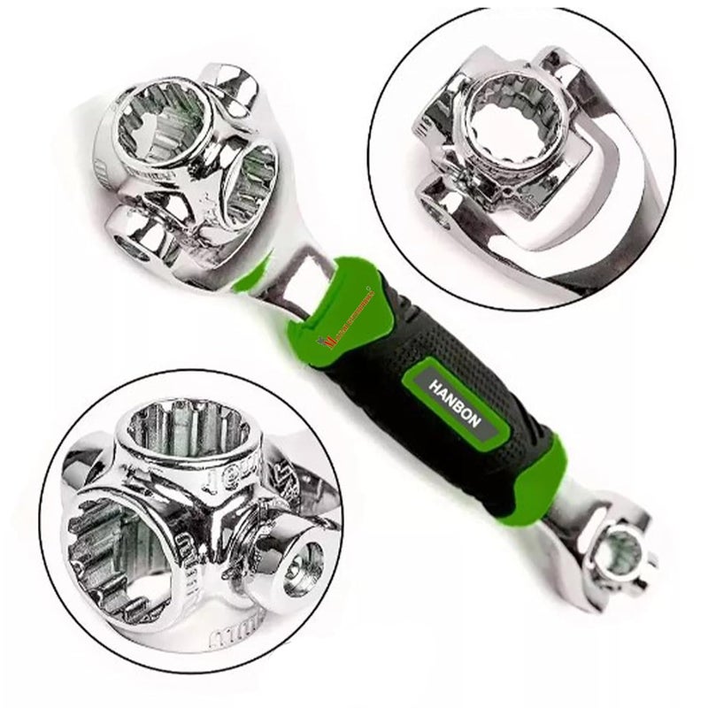 Malfah Enterprises Malfah Socket Wrench 8 in1 Spanner Multi Functional Hexagon For Furniture Car Repair Hand Tool360 Degree Rotating Head 512103 Hanbon  - Image 1