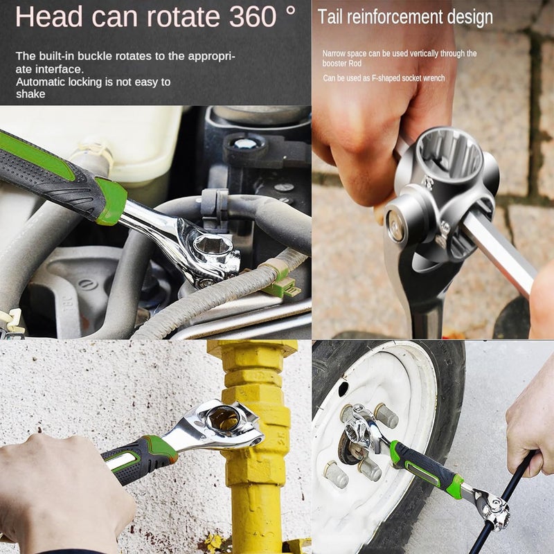 Malfah Enterprises Malfah Socket Wrench 8 in1 Spanner Multi Functional Hexagon For Furniture Car Repair Hand Tool360 Degree Rotating Head 512103 Hanbon  - Image 5