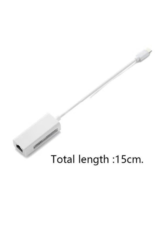 واي جيه كابل شبكة USB-C للواجهة ، موصل Rj45 ، محول بطاقة واجهة الشبكة للكمبيوتر من النوع 100 ميجابت / ثانية ، محول كابل شبكة من النوع C إلى 100 ميجابت / ثانية أبيض - Image 2