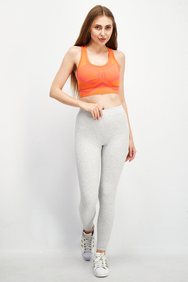 Adidas Women Brand Logo Padded Sports Bra, Orange - Image 2