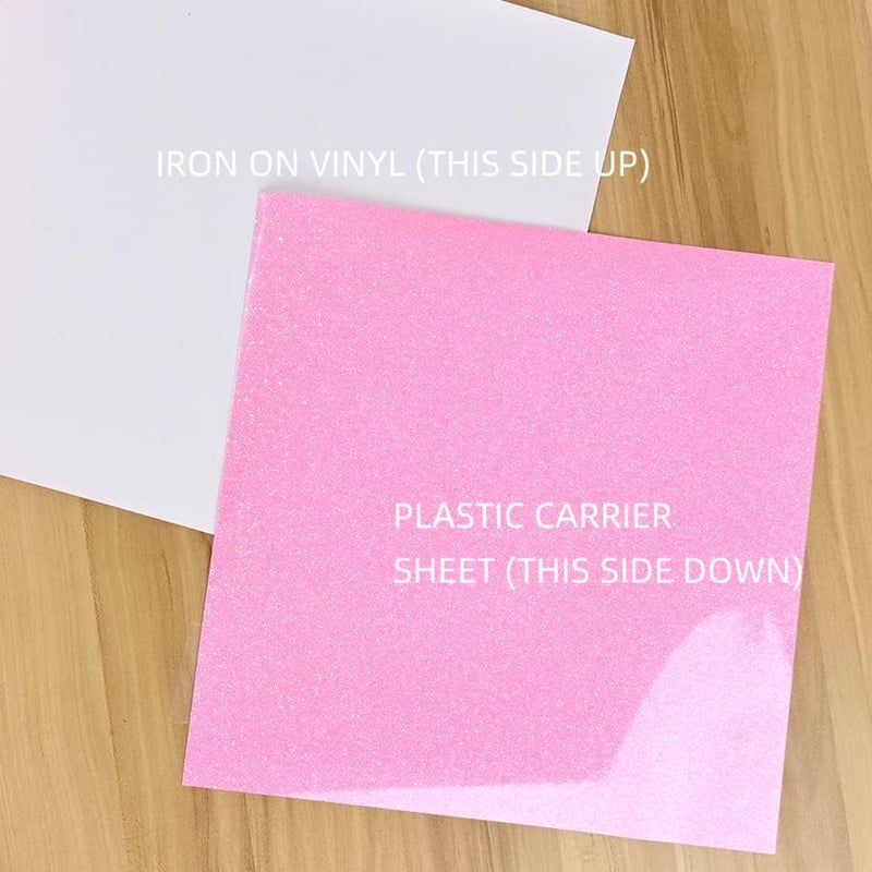 FANSGUAR Rainbow Pink Glitter HTV Heat Transfer Vinyl Bundle 8 Sheets-12 x12 Iron on for DIY Shirts Gifts - Image 2