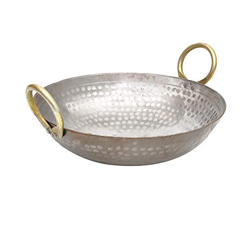 RBY 1 Litre (9 Inch / 23 CM) Hammered Food Grade Iron Kadai Lohe Ki Kadhai for Frying Cooking Heavy Base Smooth Edge Metal Spoon Friendly Deep Frying Pan Riveted Handle Gas & Induction Compatible - Image 1