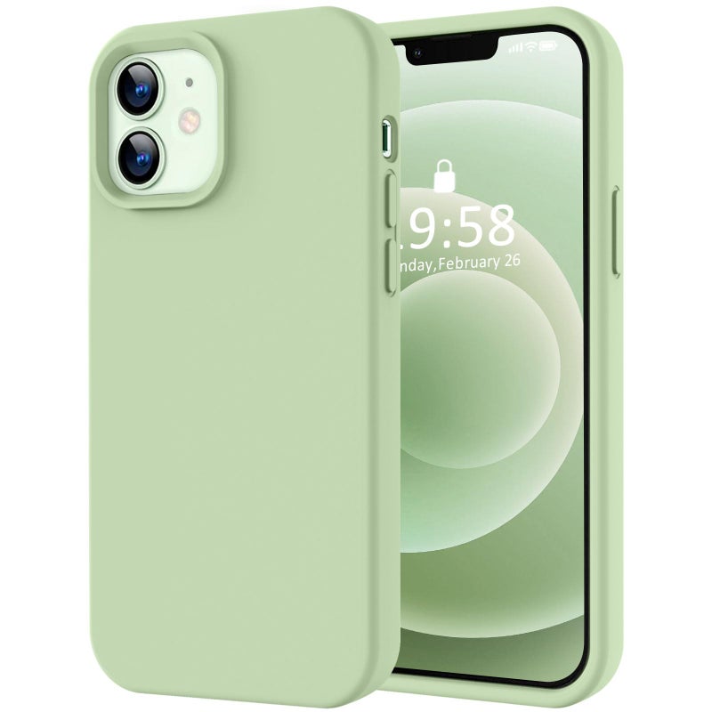 LOVE 3000 Designed for iPhone 12 Case/iPhone 12 Pro Case, Premium Silicone with [Soft Anti-Scratch Microfiber Lining] Shockproof Protective Phone Case for Men Women Girls 6.1", Matcha - Image 1