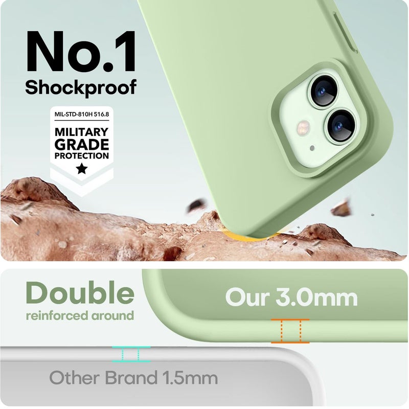LOVE 3000 Designed for iPhone 12 Case/iPhone 12 Pro Case, Premium Silicone with [Soft Anti-Scratch Microfiber Lining] Shockproof Protective Phone Case for Men Women Girls 6.1", Matcha - Image 4