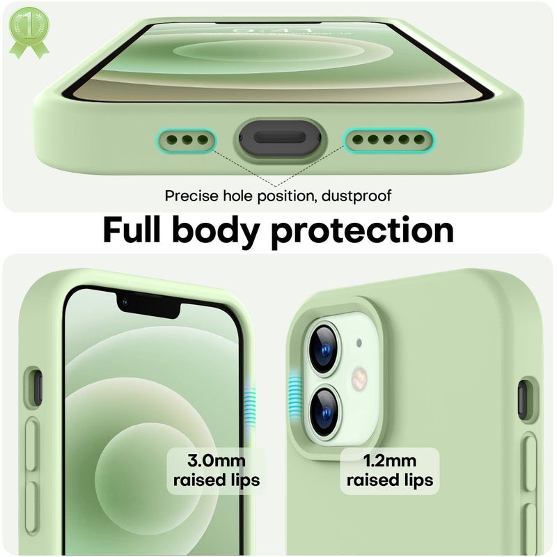LOVE 3000 Designed for iPhone 12 Case/iPhone 12 Pro Case, Premium Silicone with [Soft Anti-Scratch Microfiber Lining] Shockproof Protective Phone Case for Men Women Girls 6.1", Matcha - Image 3