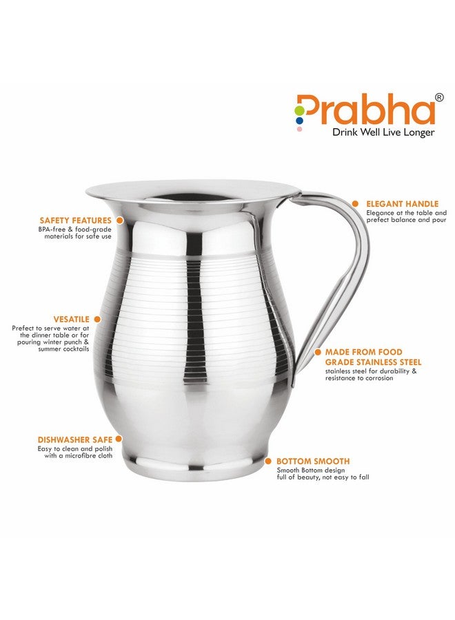 Prabha Prabha Stainless Steel Supremo Water Jug 2000ml - Ideal for Home & Kitchen, Durable & Elegant  - Image 3