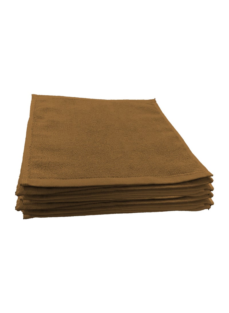 MAXQON Pack Of 10 - Face Towel - 100% Cotton Small Size (30x30cm) Highly Absorbent And Super Durable, Color Brown  - Image 1