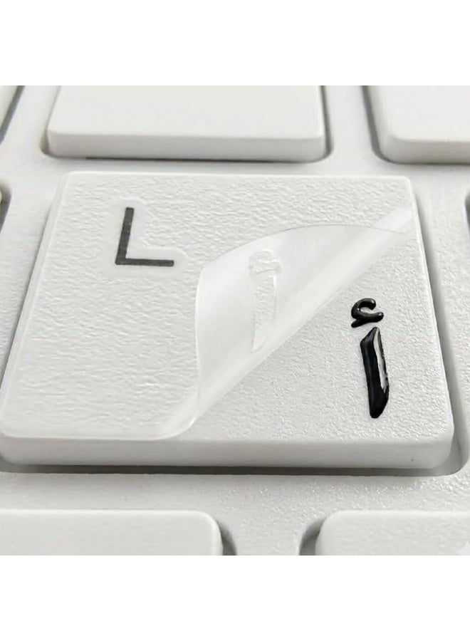 Arabic Keyboard Stickers – 3D Transfer Lettering | No Residue, Transparent-Free Design | Easy Application for Laptop & Desktop | Perfect for Arabic Typing – Clean, Factory Look (Black) - Image 1