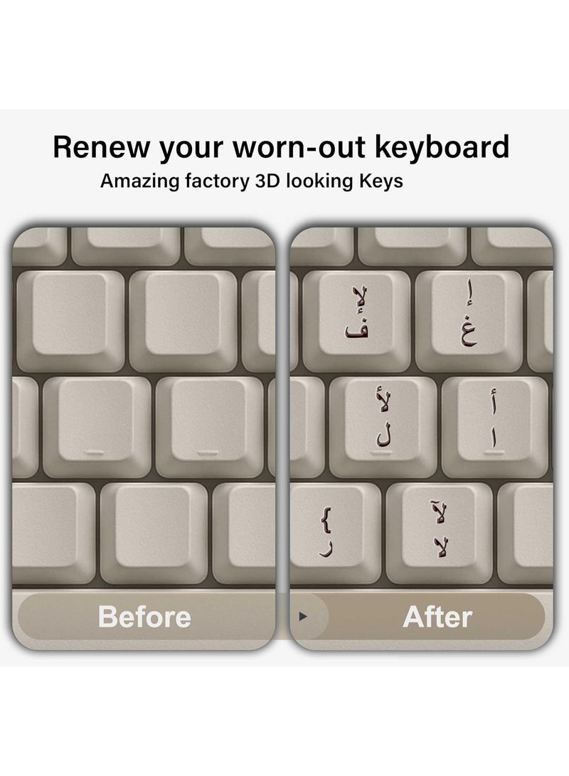 Arabic Keyboard Stickers – 3D Transfer Lettering | No Residue, Transparent-Free Design | Easy Application for Laptop & Desktop | Perfect for Arabic Typing – Clean, Factory Look (Black) - Image 2
