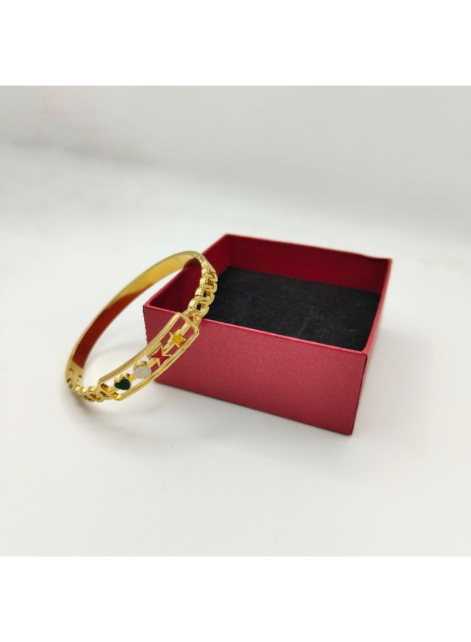 Urban Lifestyle Women's Gold Plated Bracelet – Enamel Shape Charms Bangle - Image 2