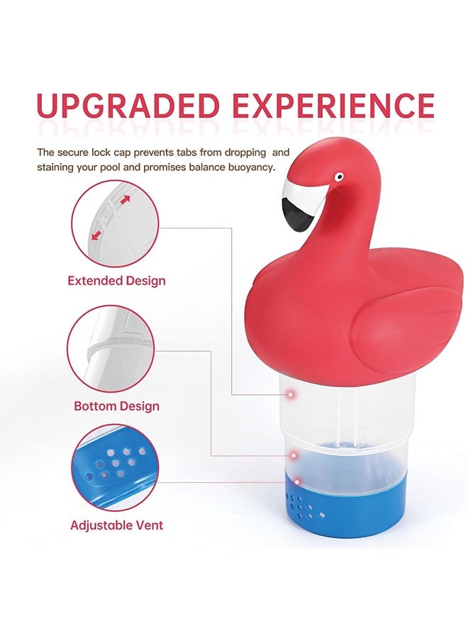null - Flamingo Floating Pool Chlorine Dispenser 2 in 1 kit, Collapsible Chlorine Floater,Extra-Large Capacity Fits 5 x 3 Chlorine & Bromine Tablets, Spa Anti-Sinking Chlorine Dispenser Bromine Holder - Image 1