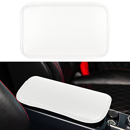 amiss وسادة كونسول السيارة من أميش، غطاء صندوق ذراع السيارة المقاوم للماء عالمي، ملحقات داخلية للسيارة، غطاء واقي من جلد PU ألياف الكربون لصندوق ذراع السيارة لمعظم المركبات، SUV، شاحنة، سيارة (أبيض) - Image 1
