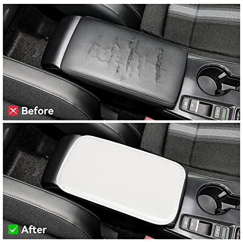 amiss وسادة كونسول السيارة من أميش، غطاء صندوق ذراع السيارة المقاوم للماء عالمي، ملحقات داخلية للسيارة، غطاء واقي من جلد PU ألياف الكربون لصندوق ذراع السيارة لمعظم المركبات، SUV، شاحنة، سيارة (أبيض) - Image 4