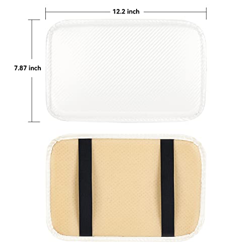 amiss وسادة كونسول السيارة من أميش، غطاء صندوق ذراع السيارة المقاوم للماء عالمي، ملحقات داخلية للسيارة، غطاء واقي من جلد PU ألياف الكربون لصندوق ذراع السيارة لمعظم المركبات، SUV، شاحنة، سيارة (أبيض) - Image 2