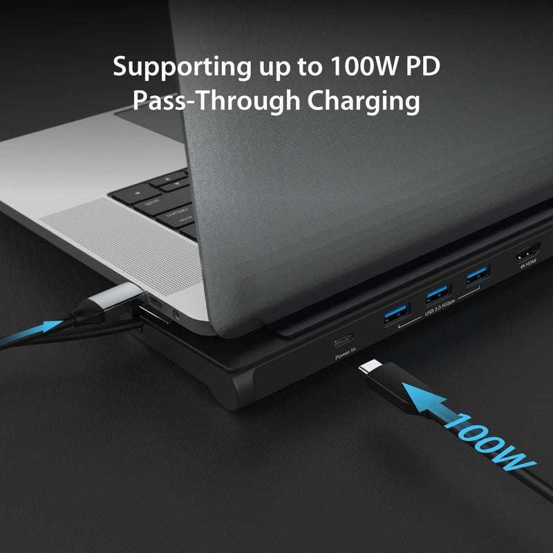 j5create USB-C Dual HDMI Docking Station (10-in-1), 4K + 1080p Dual HDMI Display, 5Gbps USB-A x3, SD Card Reader, PD 100W, RJ45 Ethernet, Combo Audio Jack, for MacBook and Windows Laptop (JCD542) - Image 2