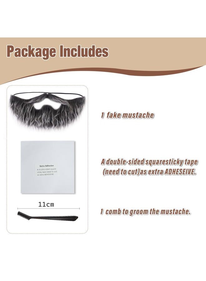 Honcloud Realistic Fake Beard Easy to Wear Great for Outfits and Perfect for Halloween, Gray, One size - Image 4