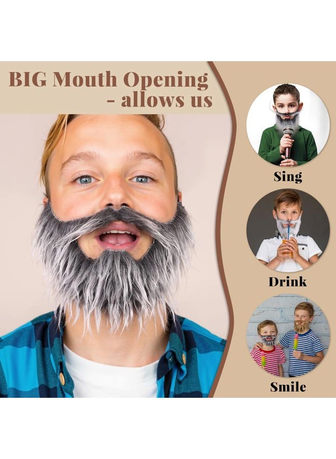 Honcloud Realistic Fake Beard Easy to Wear Great for Outfits and Perfect for Halloween, Gray, One size - Image 2