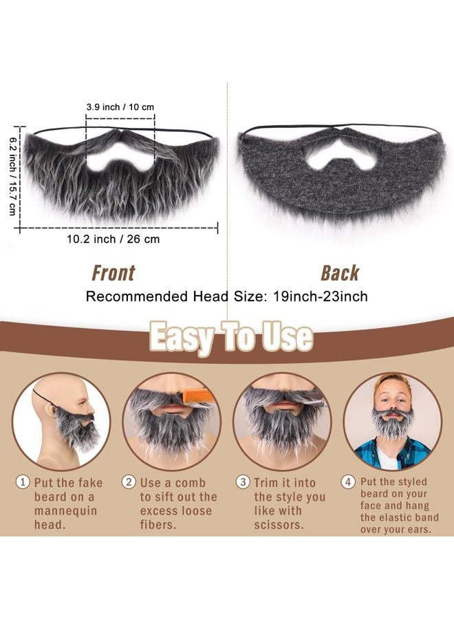 Honcloud Realistic Fake Beard Easy to Wear Great for Outfits and Perfect for Halloween, Gray, One size - Image 3