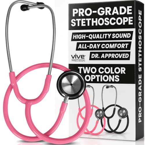 Vive Precision Dualhead Stethoscope - Dual Head Diaphragm Bell for Nurses, ER, Cardiology, Veterinary, Fetal Pediatrics Blood Pressure Kit - Double Barrel Chestpiece Device For Doctors, Students - Image 1