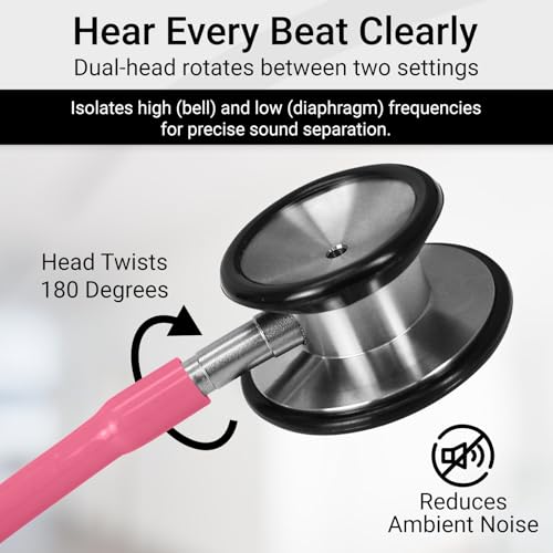 Vive Precision Dualhead Stethoscope - Dual Head Diaphragm Bell for Nurses, ER, Cardiology, Veterinary, Fetal Pediatrics Blood Pressure Kit - Double Barrel Chestpiece Device For Doctors, Students - Image 3