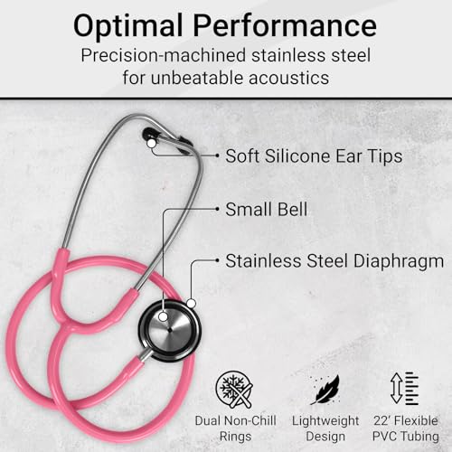 Vive Precision Dualhead Stethoscope - Dual Head Diaphragm Bell for Nurses, ER, Cardiology, Veterinary, Fetal Pediatrics Blood Pressure Kit - Double Barrel Chestpiece Device For Doctors, Students - Image 5
