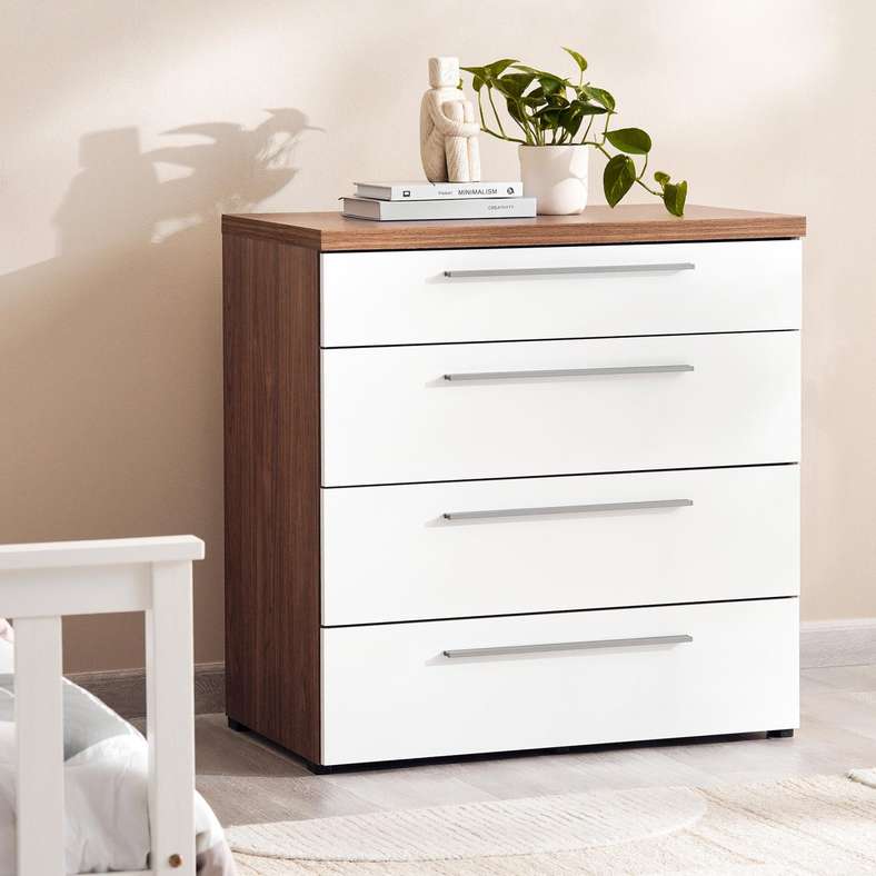 Pan Home صدر بلفاست بأربعة أدراج - جوز أبيض