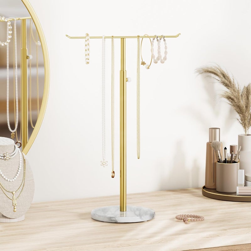 Josmimic Jewelry Organizer Marble Necklace Stand - Adjustable Gold Holder for Necklaces and Bracelets - Image 3