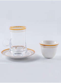 Dove 18-Piece Tea & Coffee Glass And Porcelain Set White/Gold/Clear, Serve for 6  - Image 2