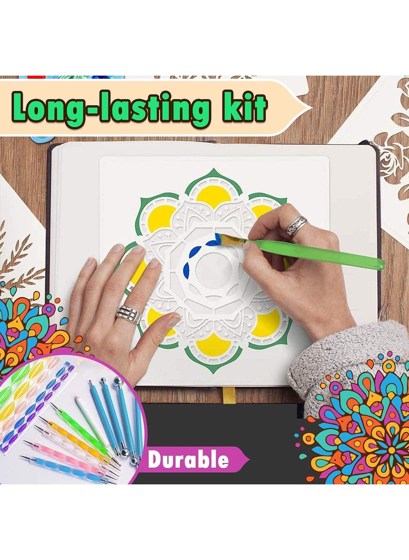 ArtBee ArtBee Mandala Dotting Tools Painting Kit - Rock Dot Paint Stencils Tool Set with Palette Easel Canvas Painting Brush Pencil for Nail Stone Mandala Arts Drawing Home Décor Activity  - Image 5