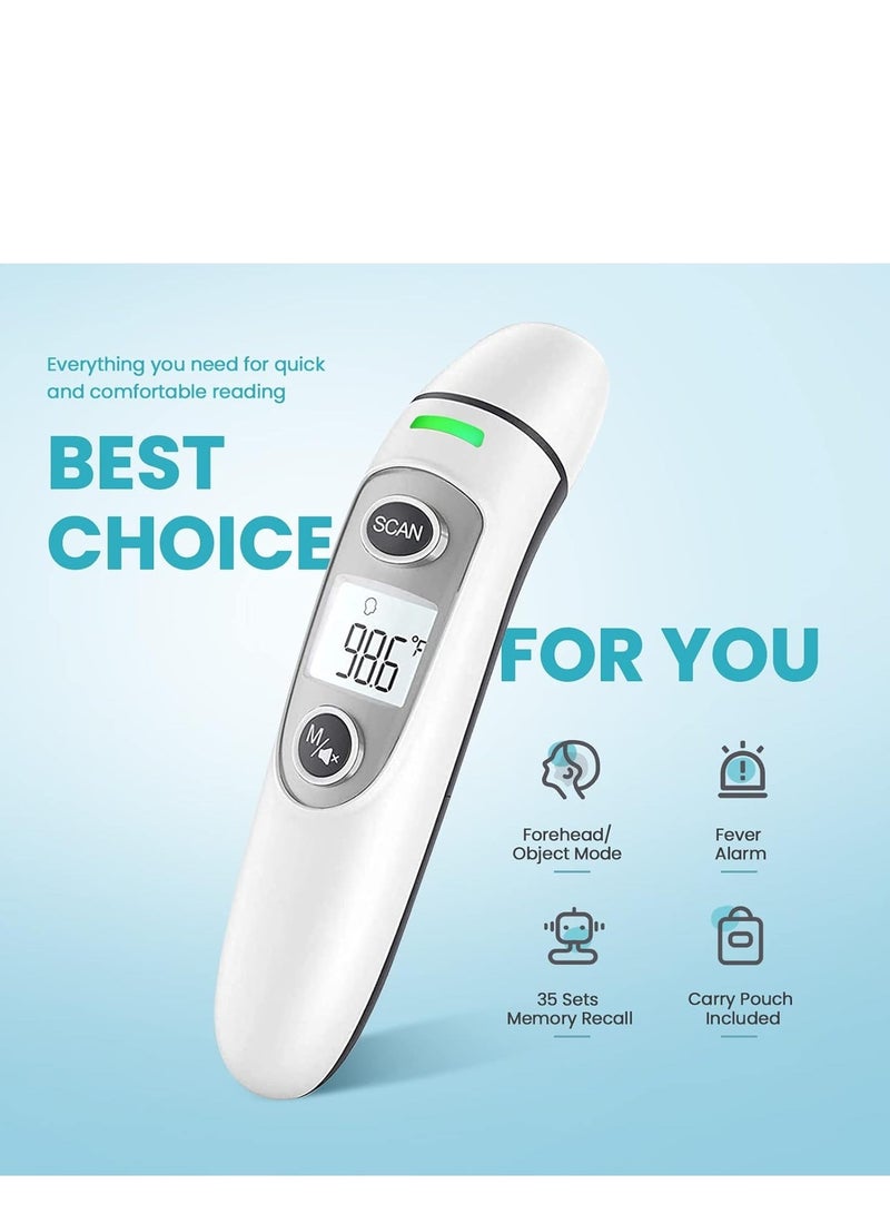 Generic Forehead Thermometer for Adults, Digital Infrared Thermometer for Baby and Kids, Touchless Thermometer for Fever with LCD Screen, Fever Alarm, Memory Recall (White) - Image 3