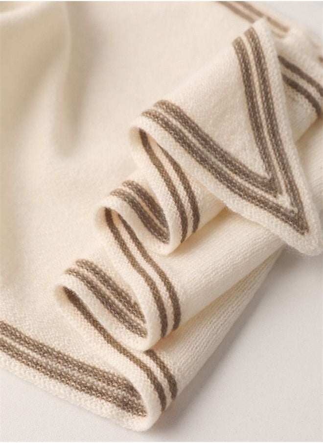 Loquat Korean Version Warm And Versatile Triangular Small Scarf Beige  - Image 3