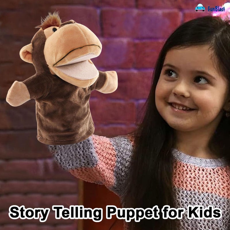 FunBlast دمى اليد للأطفال – دمى حيوانات محشوة مع فم متحرك، دمى سرد القصص للأطفال، لعبة دمى اليد، ألعاب تعليمية ممتعة (قرد) - Image 4